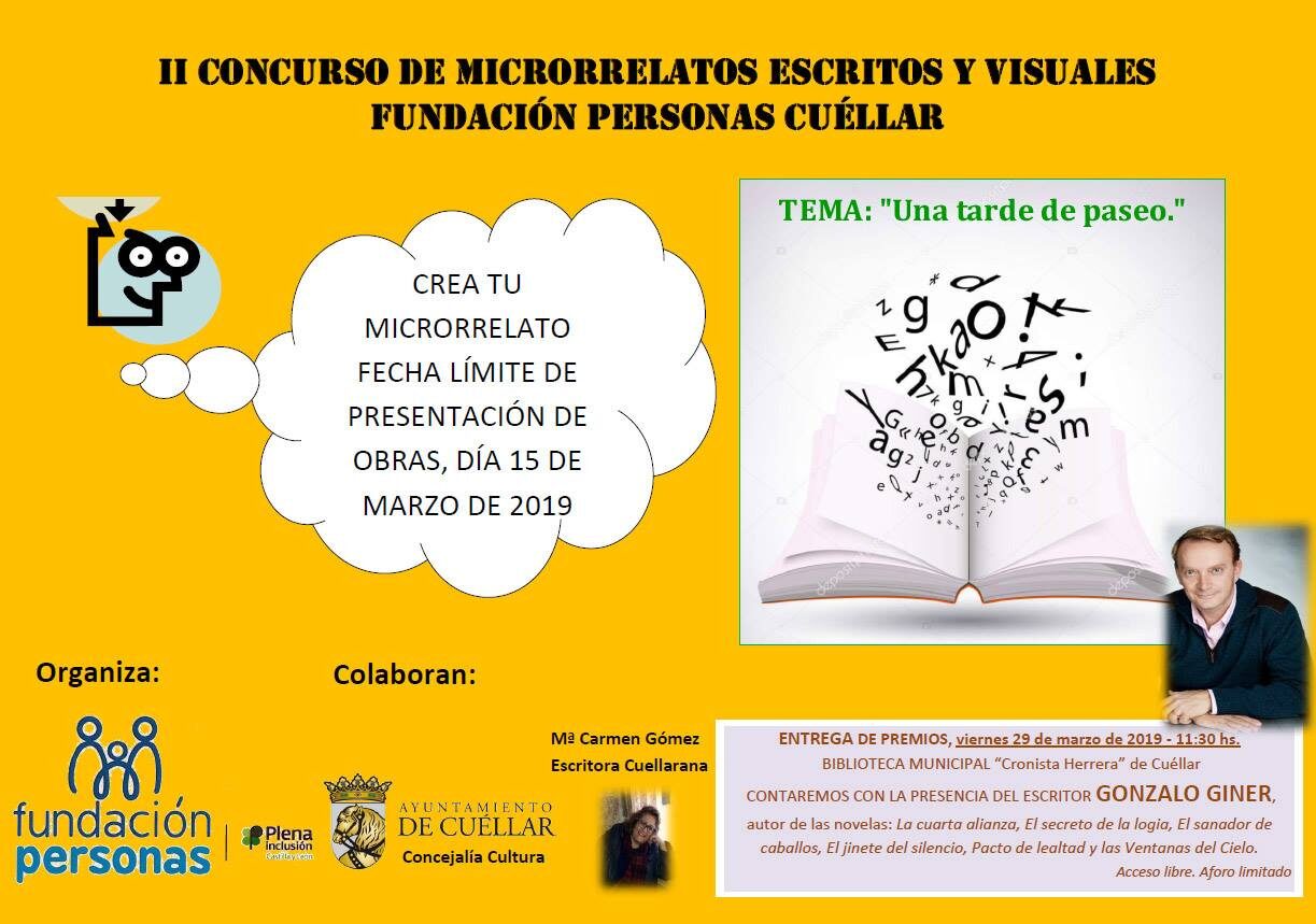 II CONCURSO DE MICRORRELATOS ESCRITOS Y VISUALES, ORGANIZADO POR FUNDACIÓN PERSONAS CUÉLLAR